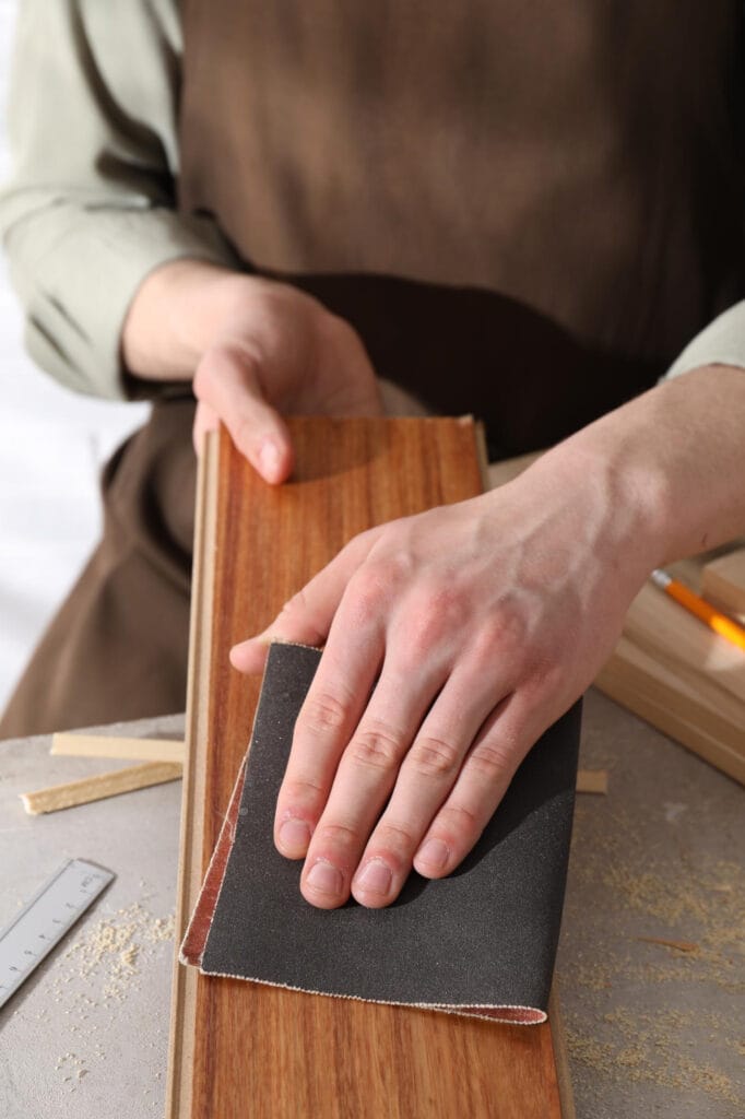 sanding wood chopping