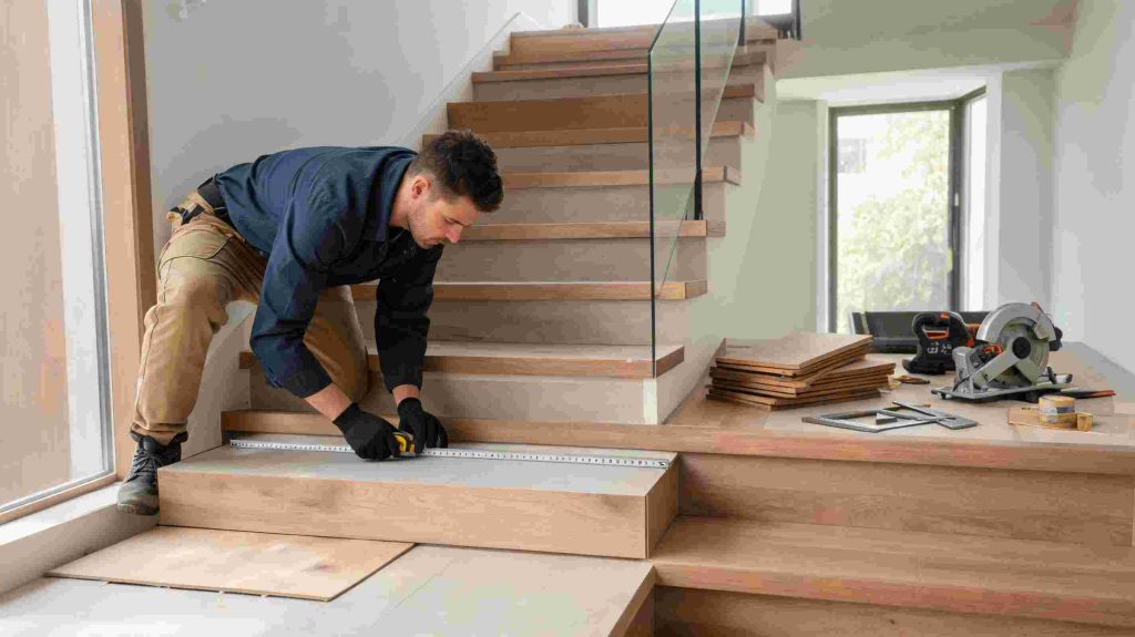 how to install engineered hardwood on stairs