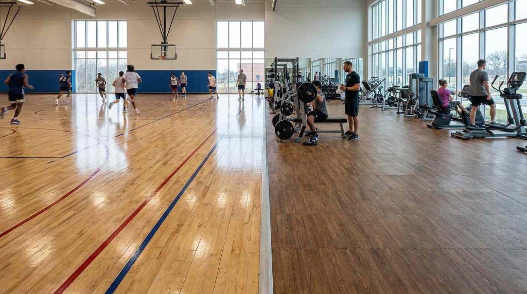 wood gym floor vs rubber flooring